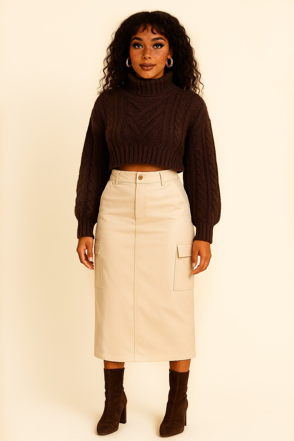 Long pleather skirt split