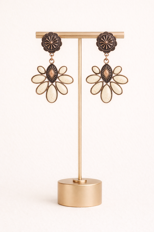 Western Floral Marble Earrings