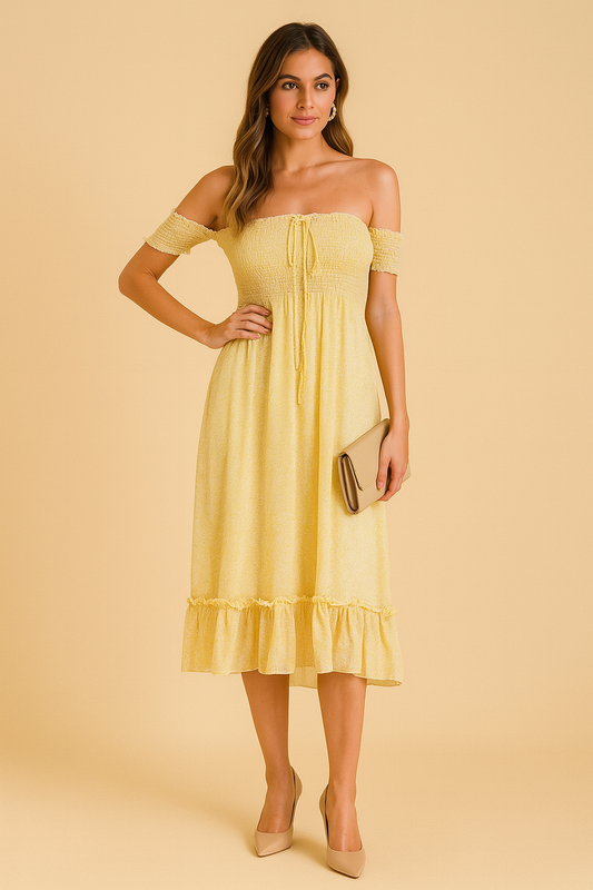 Maxi Smocked Off-the-Shoulder Dress