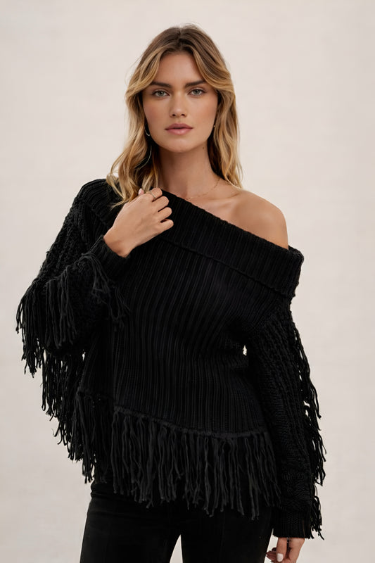 Fold Fringe Sweater
