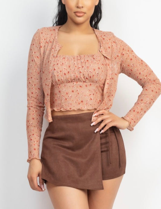 Two Piece Mesh Cardigan/Tank Top