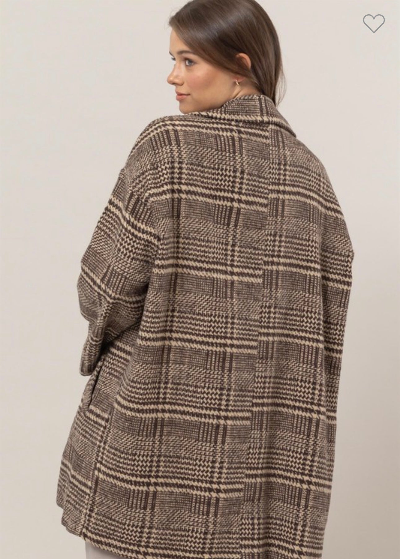 Thick plaid One Button Blazer