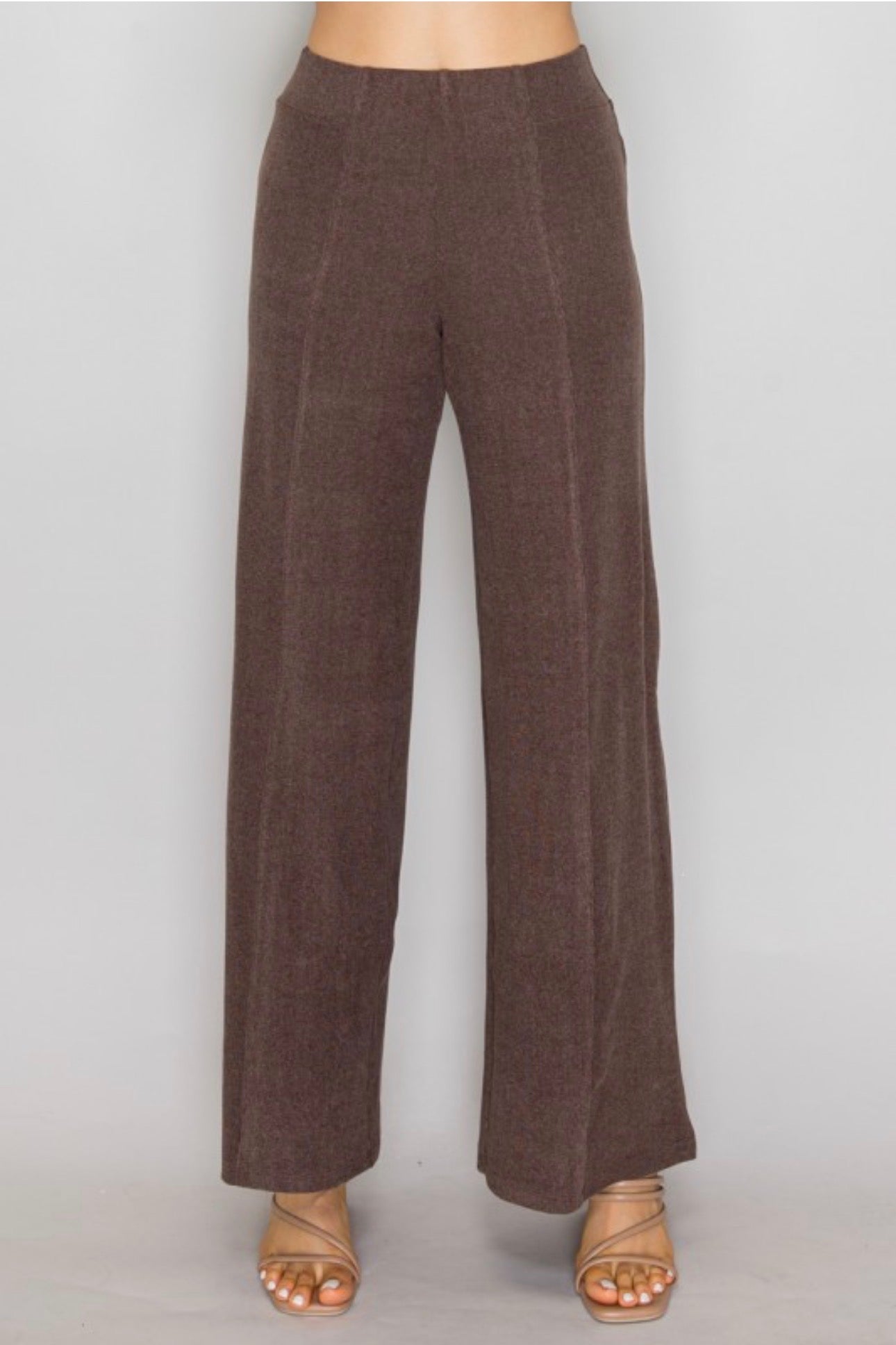 Soft Pintuck Wide Leg High Waisted Pants