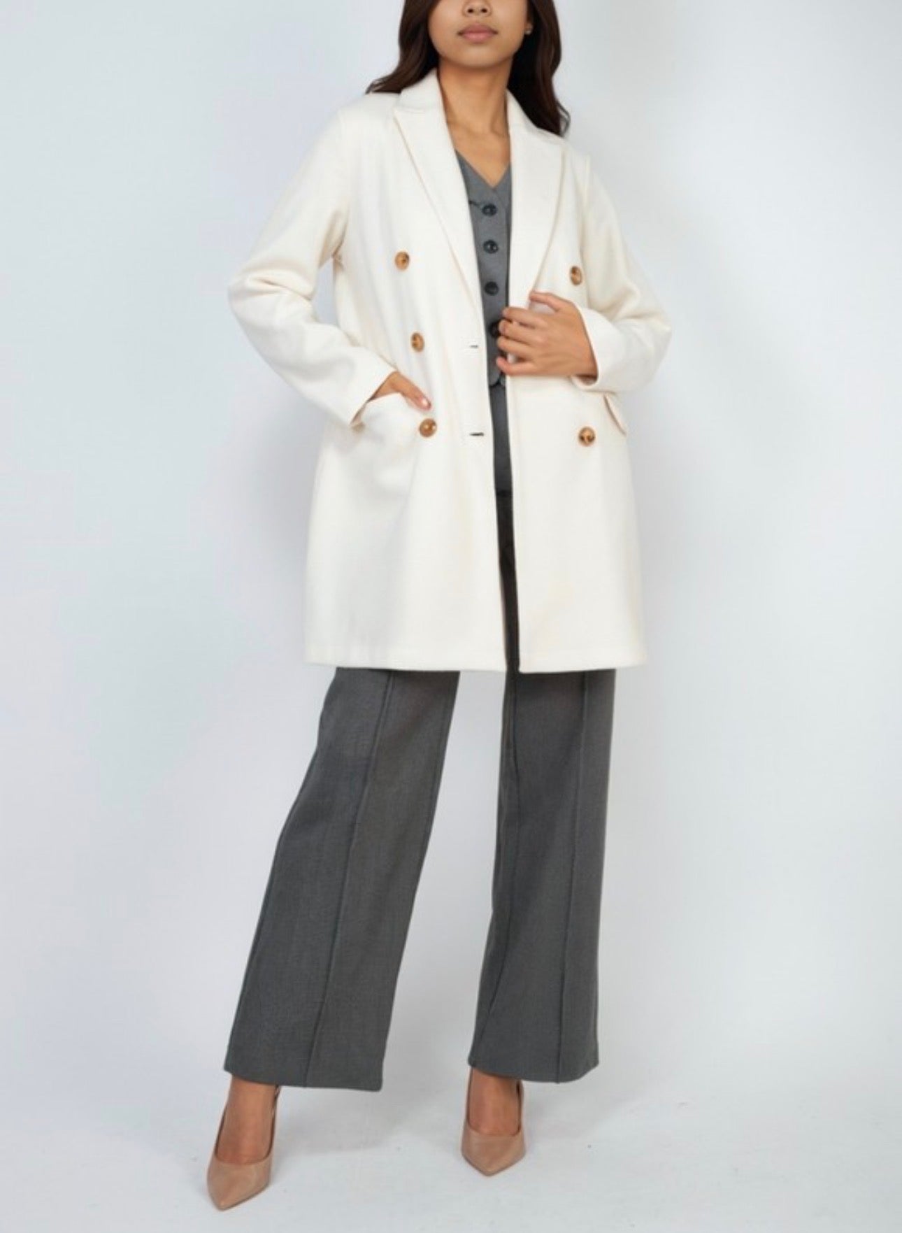 Felt Peacoat Double Breasted