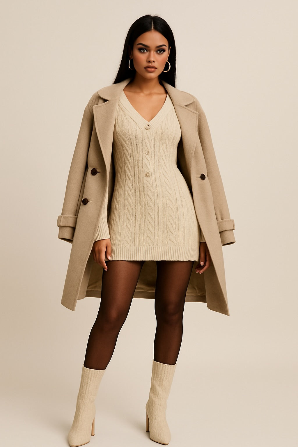 Long Double Breasted Peacoat
