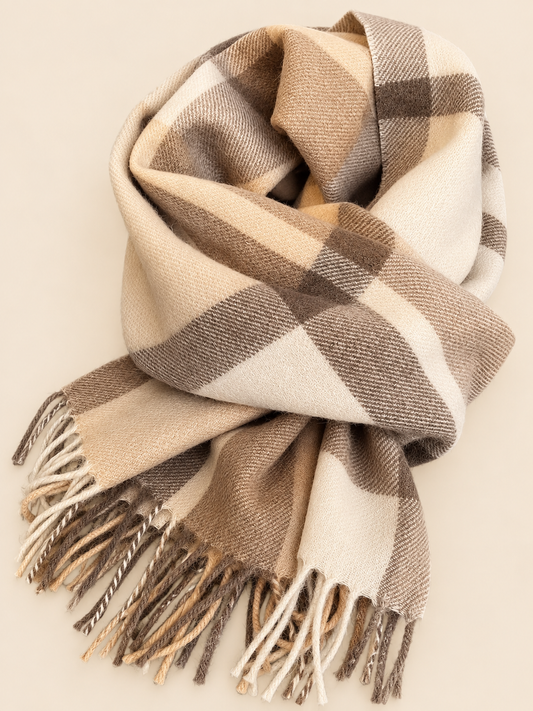 Wide Plaid Scarf