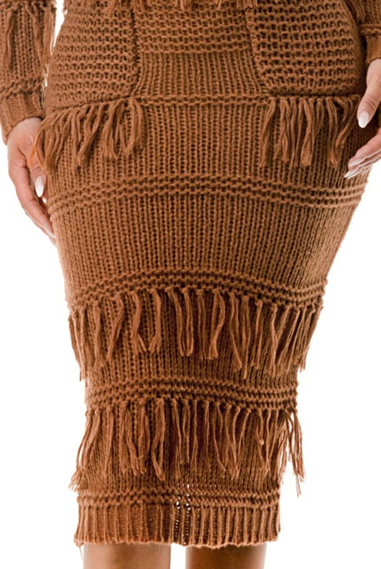 Tassel Crochet Scoop Maxi Sweater Dress