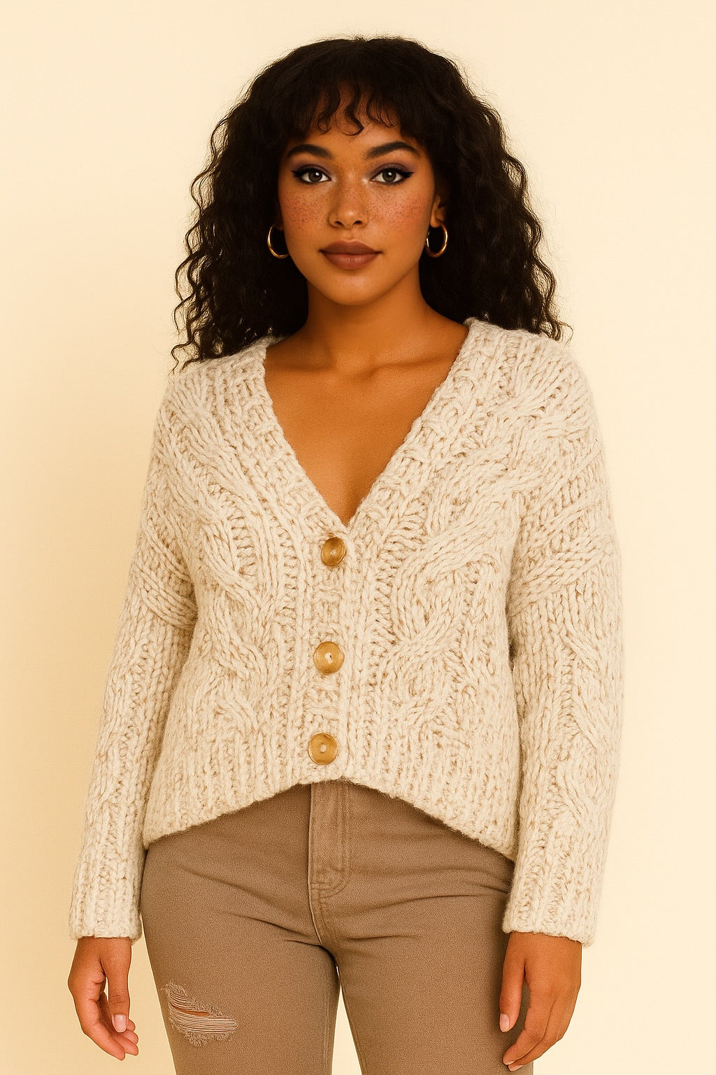 Chunky Knit Button Up Cardigan