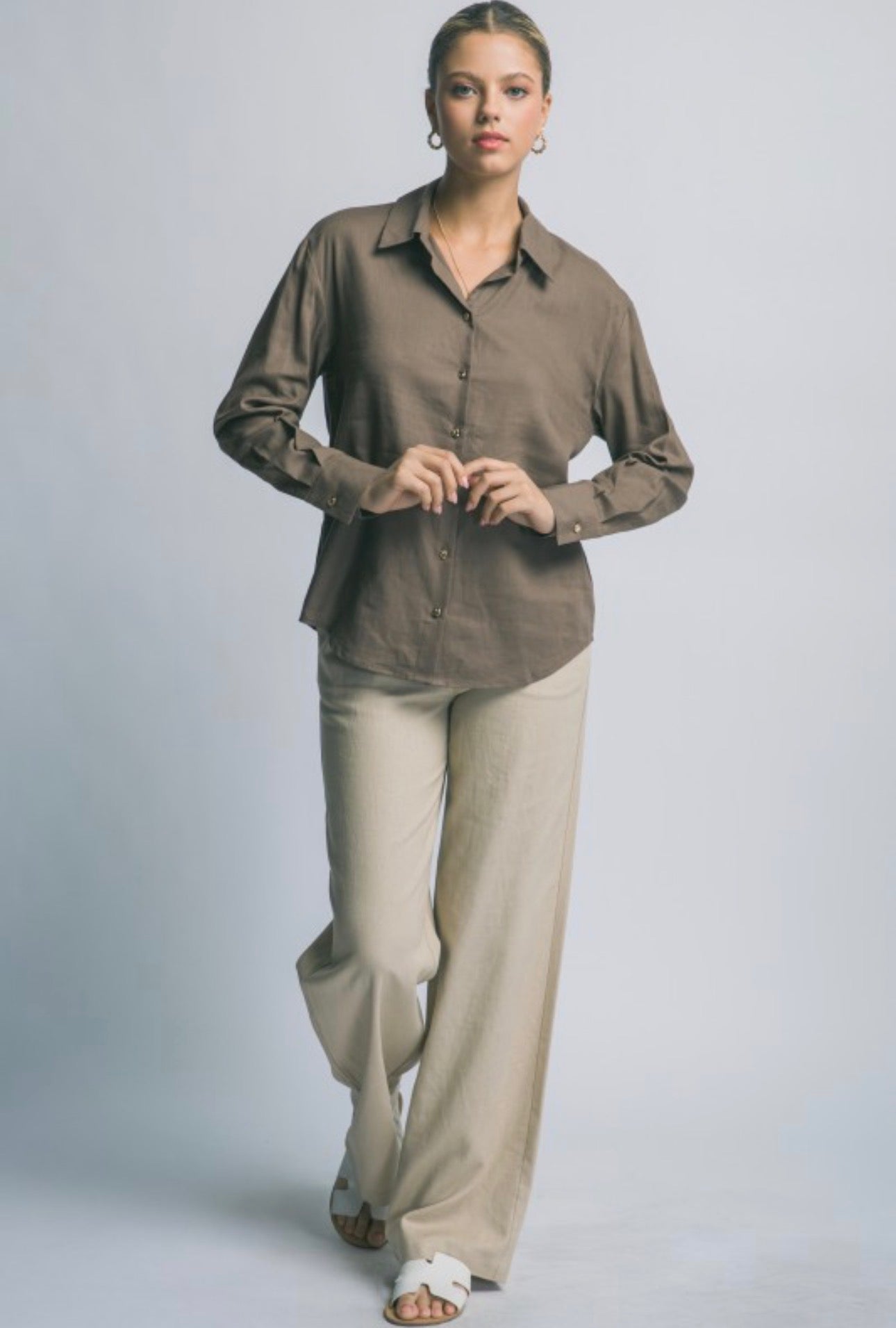 Linen Gold Button Blouse