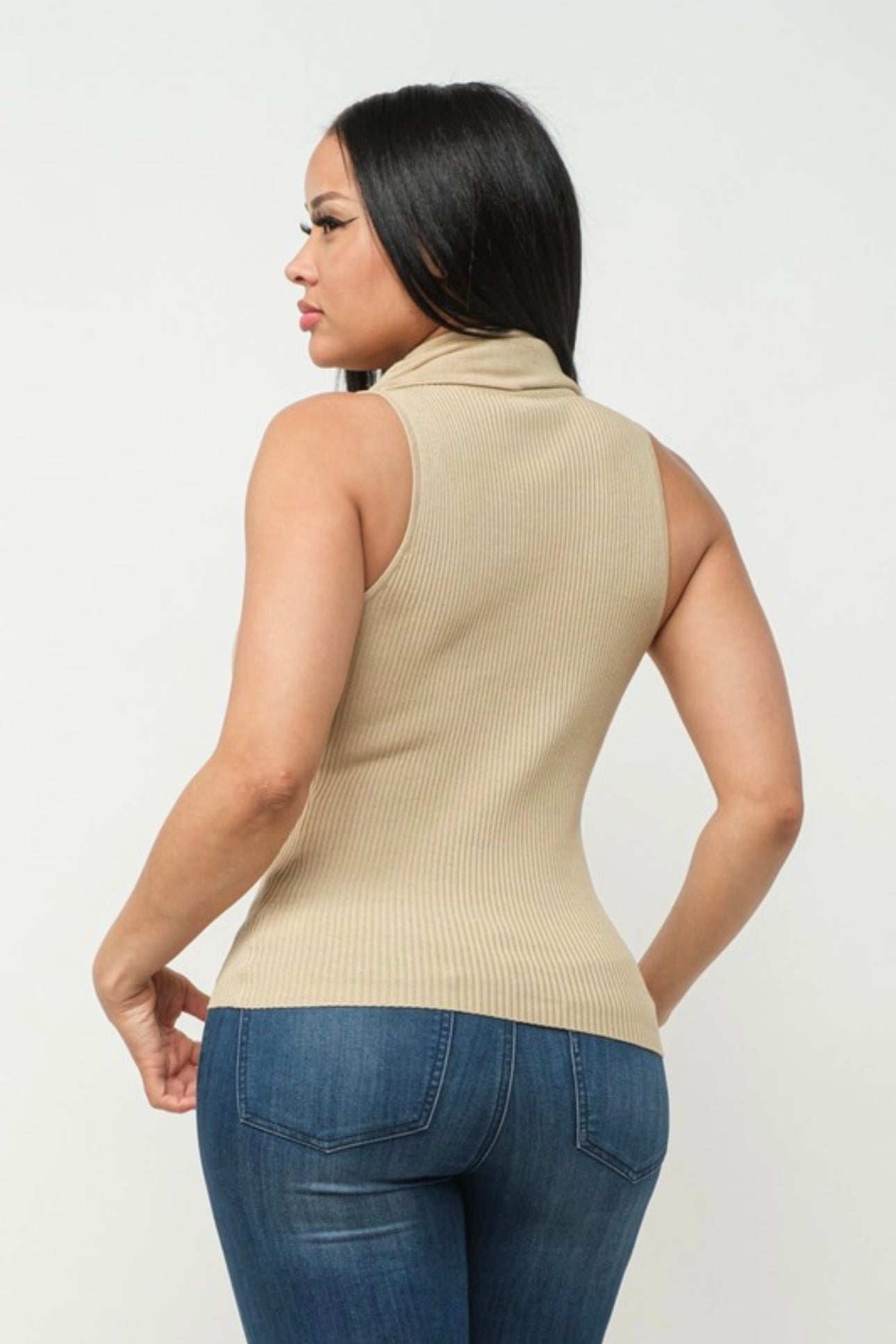 Off the Shoulder Cowl Neck Ribbed Top
