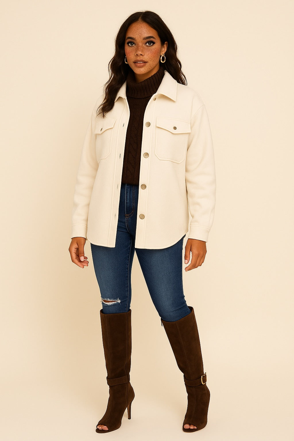 Nude Felt Shacket