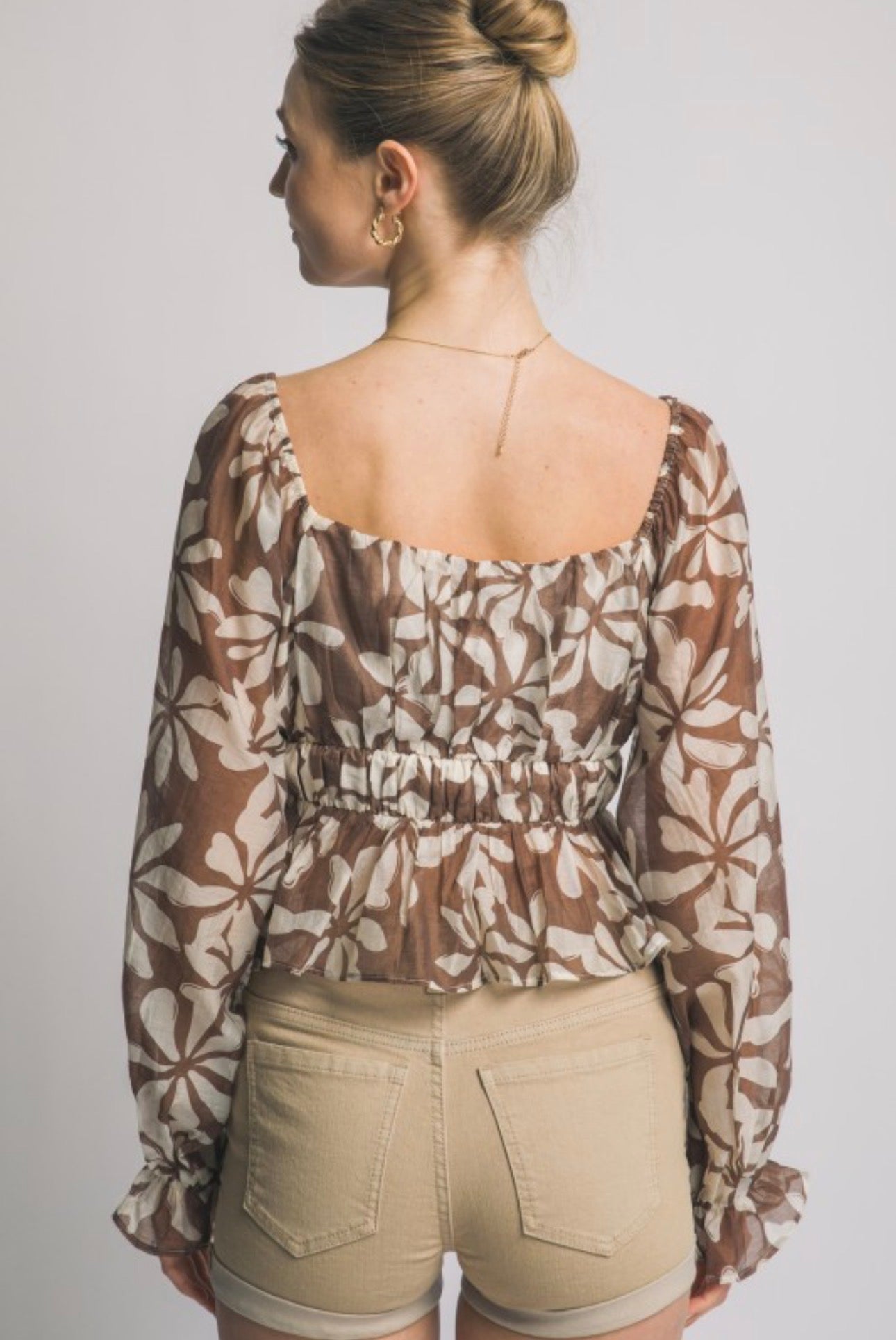 Tropical Floral Peasant Bodice Top