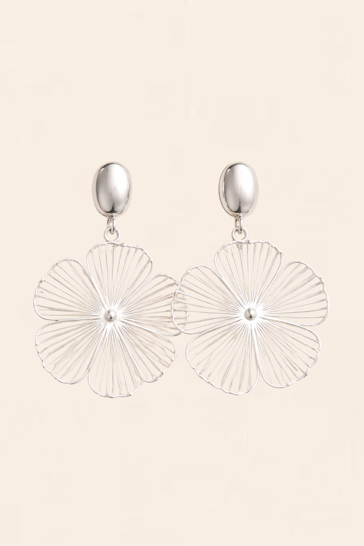 Silver Flower Pendant Earrings