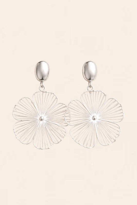Silver Flower Pendant Earrings