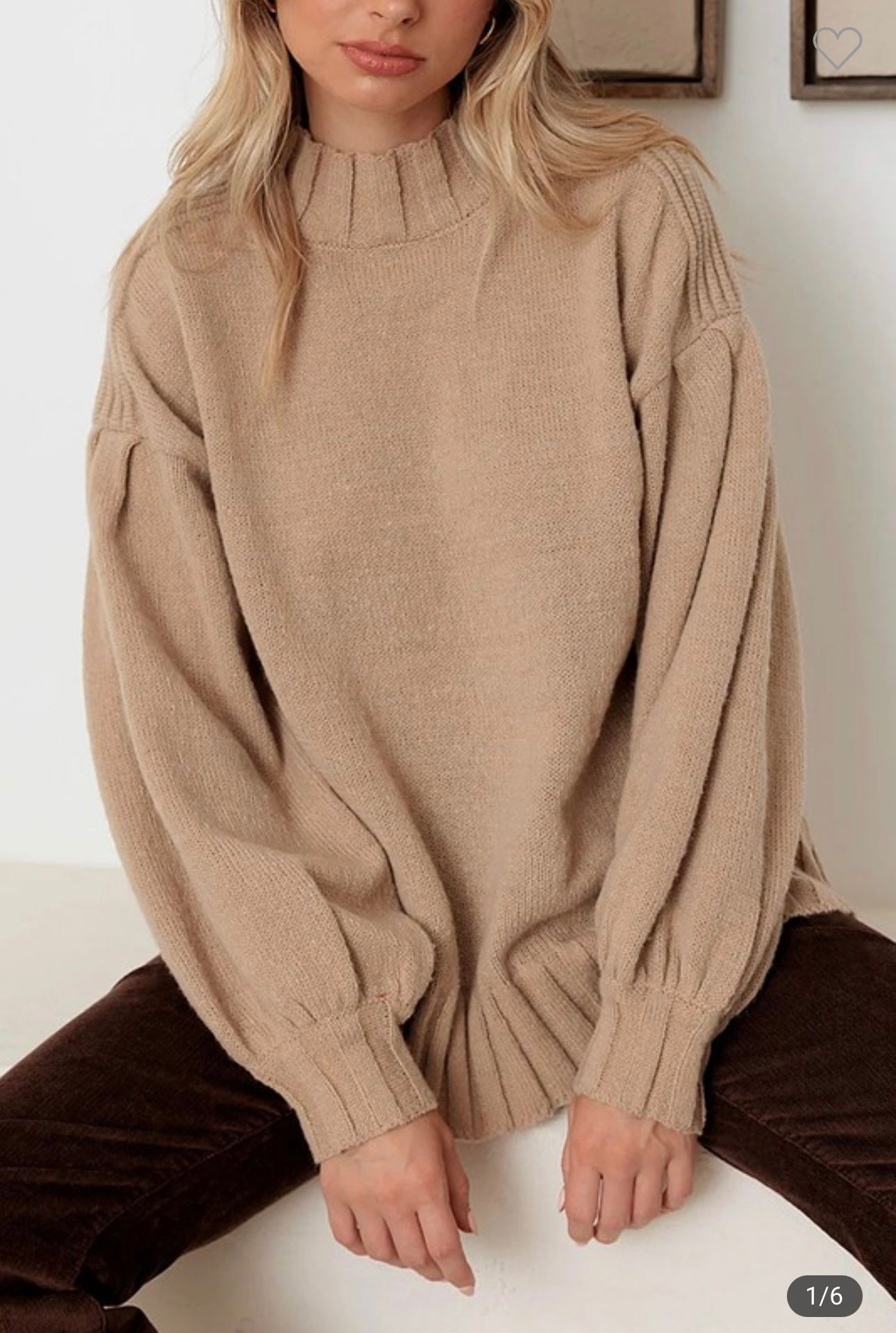 Wide Sleeve Mock-Neck Sweater