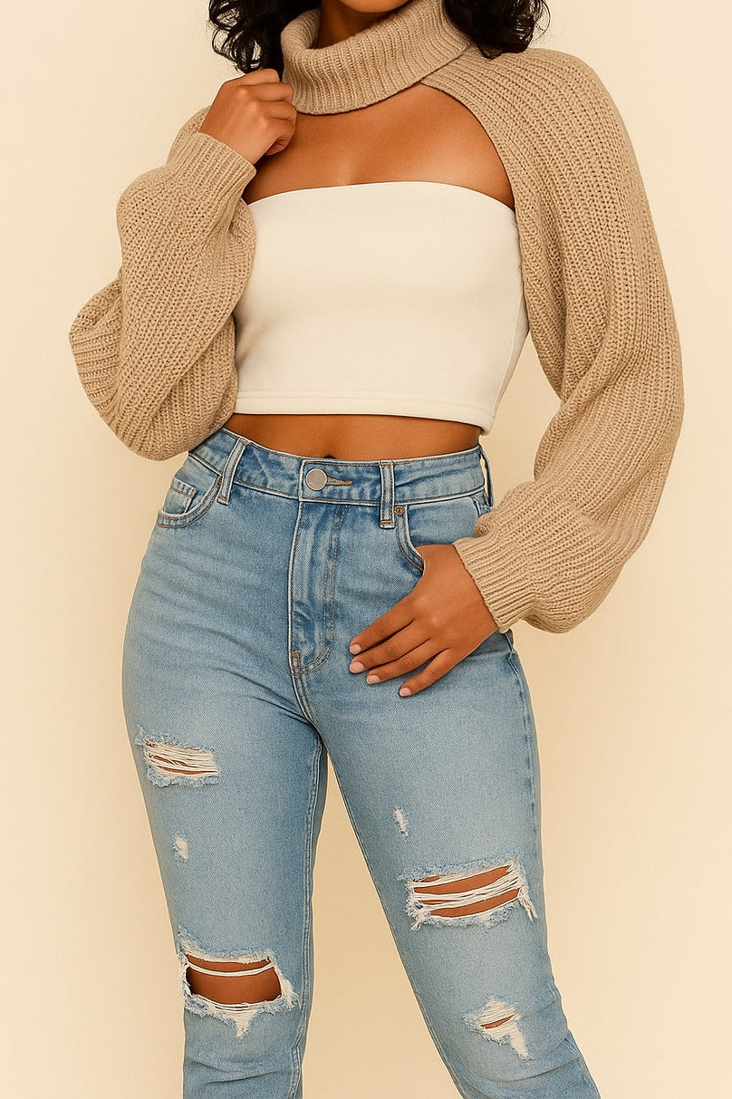 Turtleneck Knitted Arm Sleeves