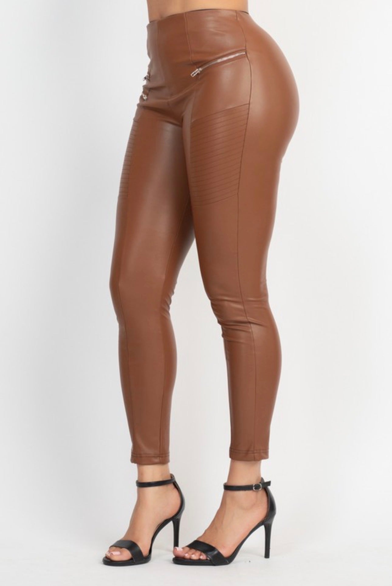Vegan Leather Zip Pocket Leggings