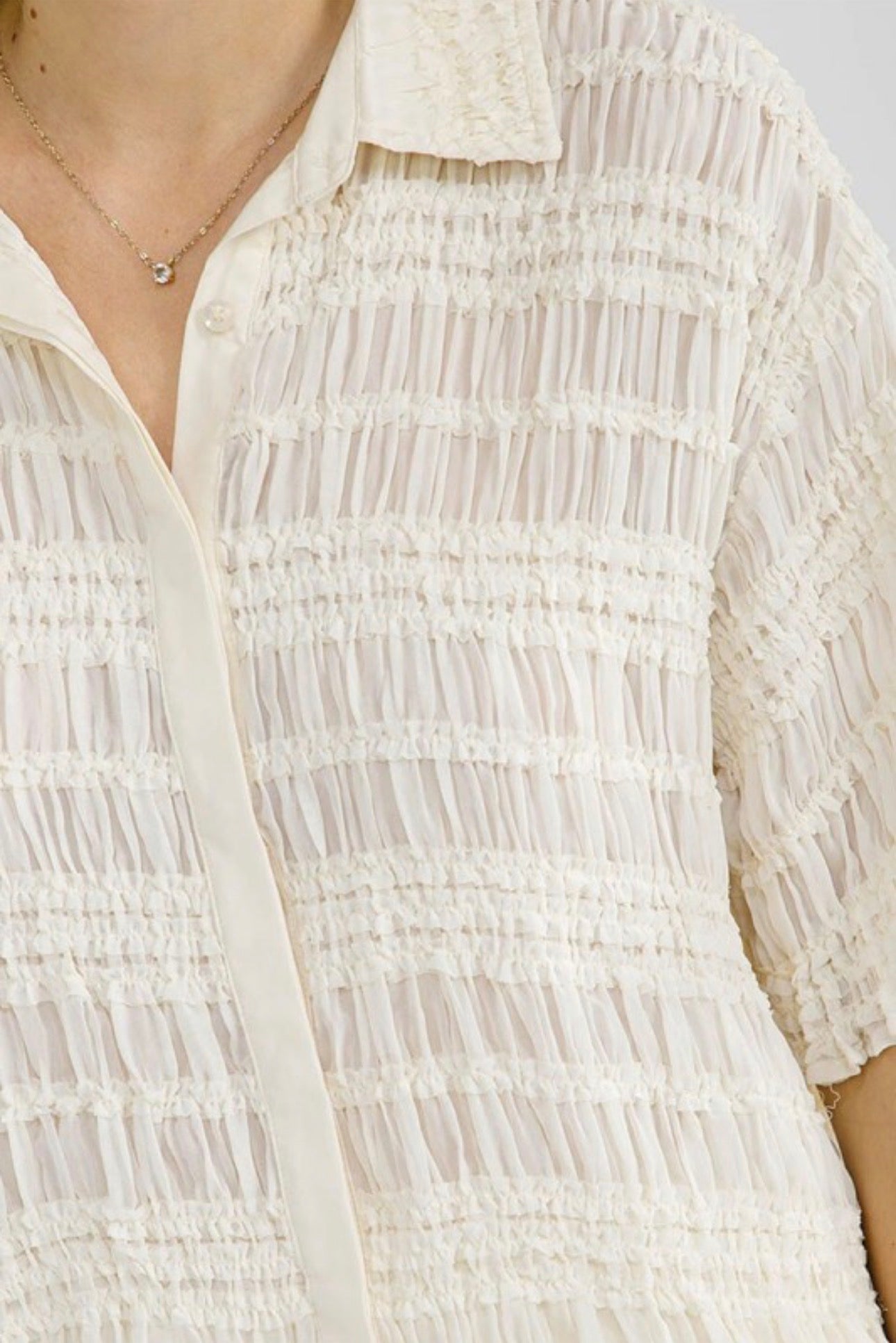 Ruffle Crinkle Set Button-Up and Shorts