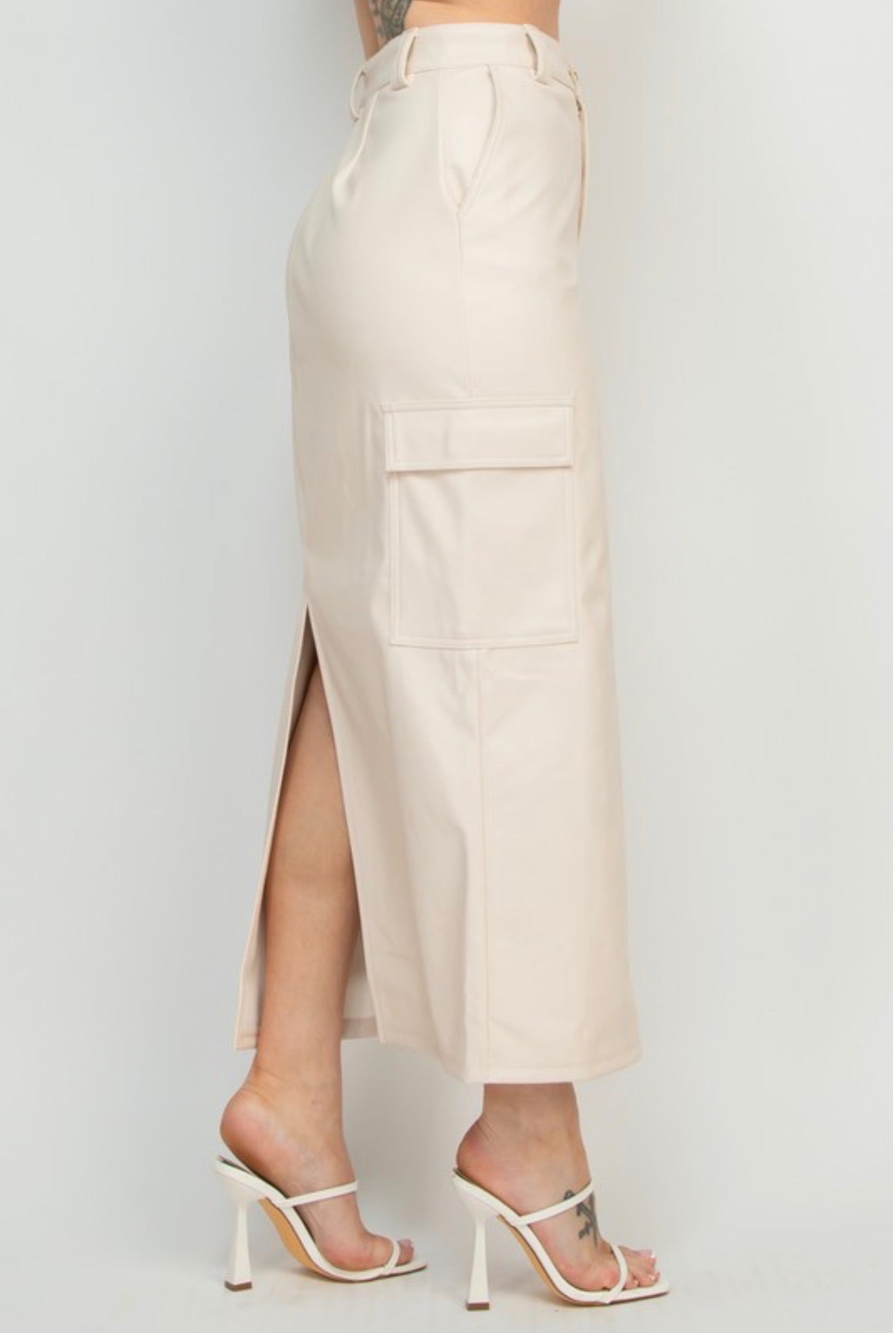 Long pleather skirt split