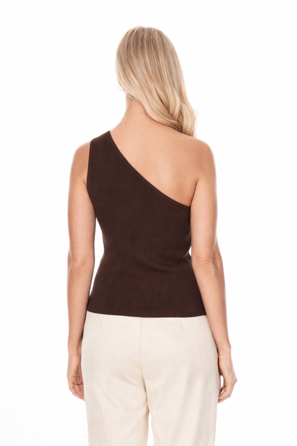 One Shoulder Cinch Tank with Gold Accent