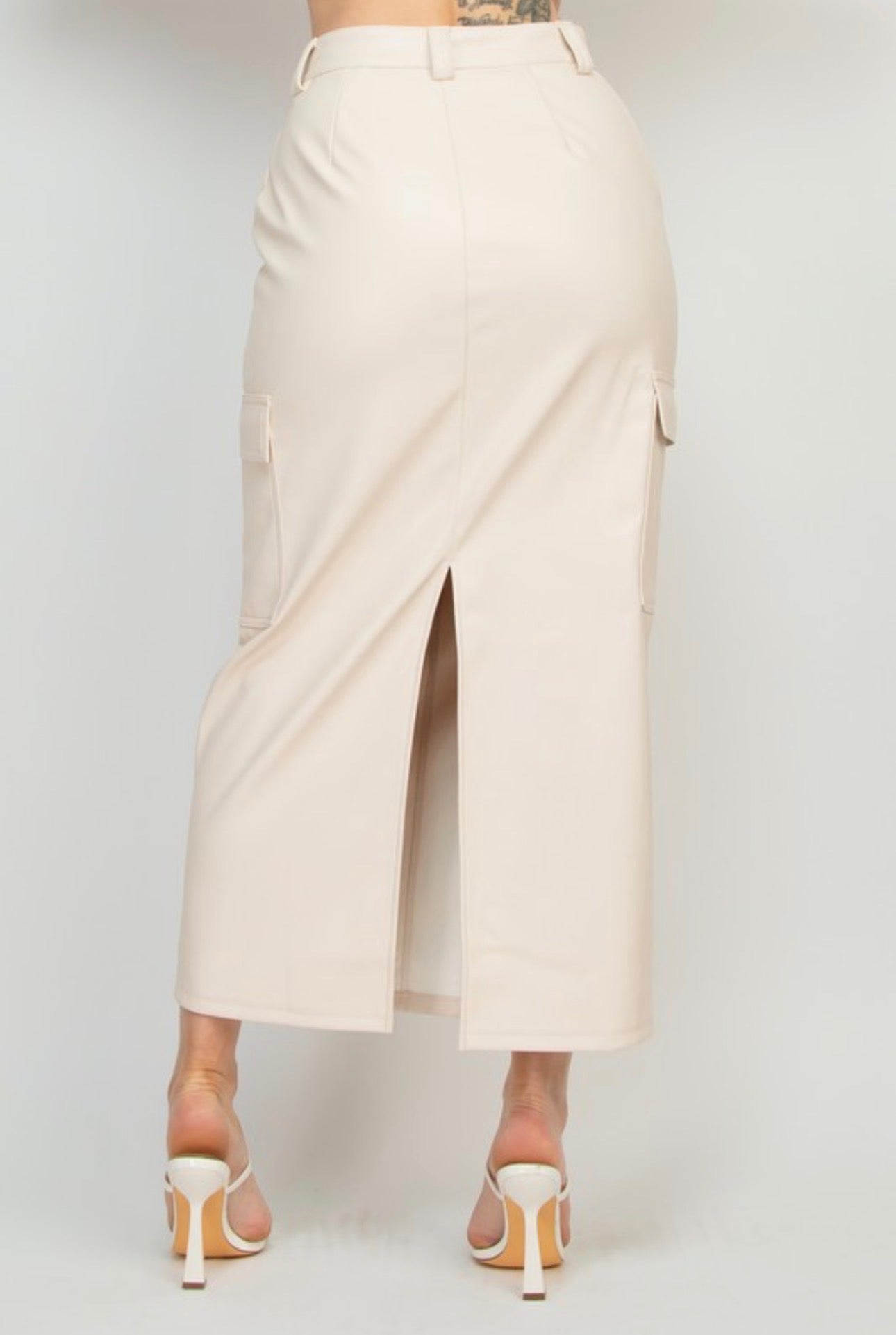 Long pleather skirt split