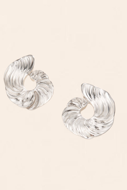 Ripple Wave Silver Earrings