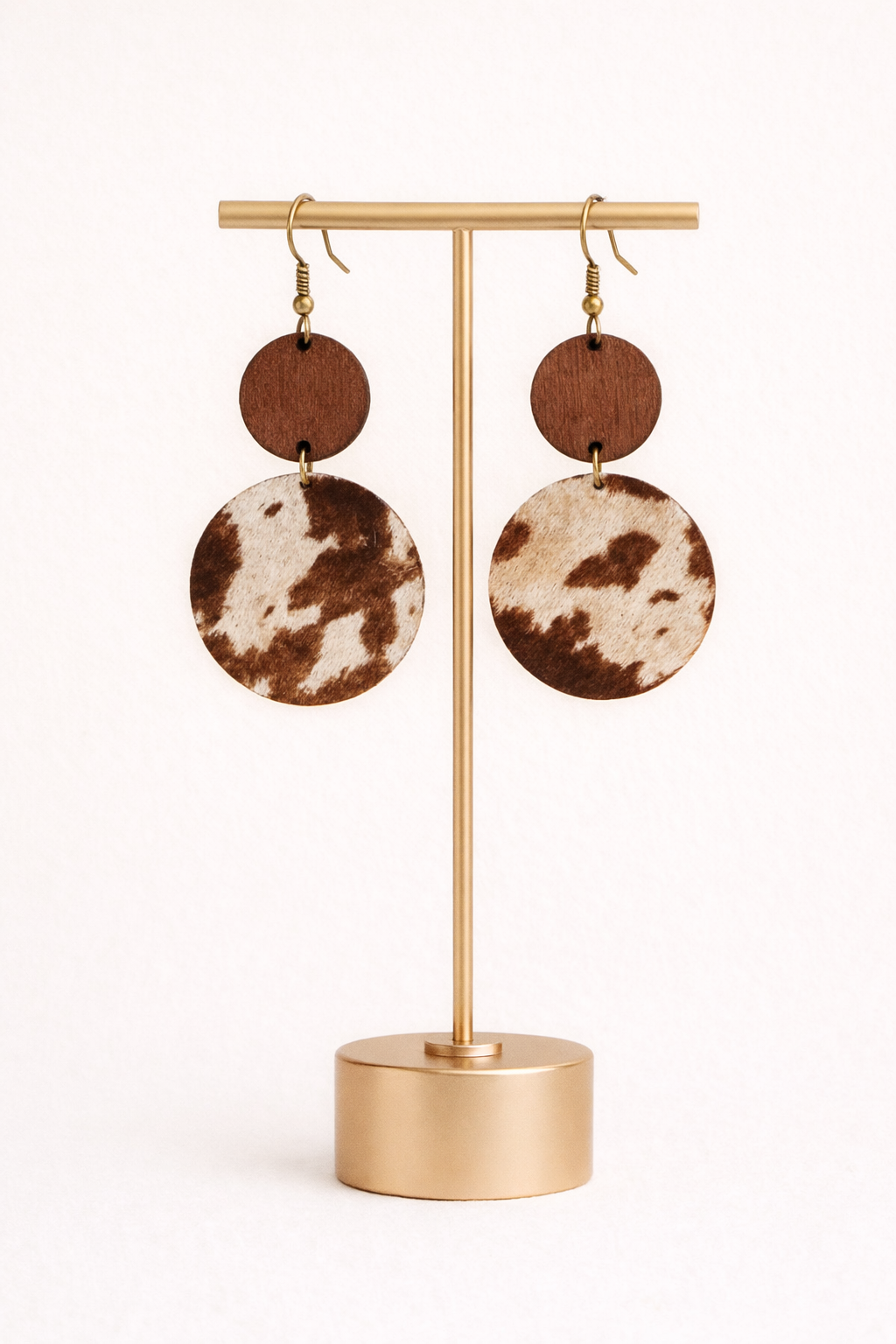 Circle Cowhide Dangle Earrings