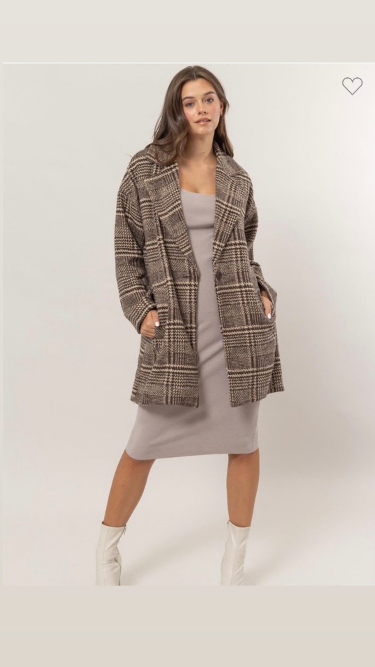 Thick plaid One Button Blazer