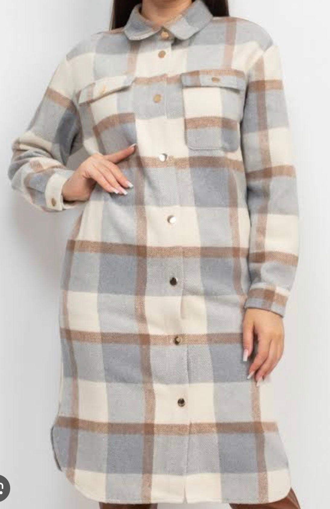 Button Down Plaid Coat
