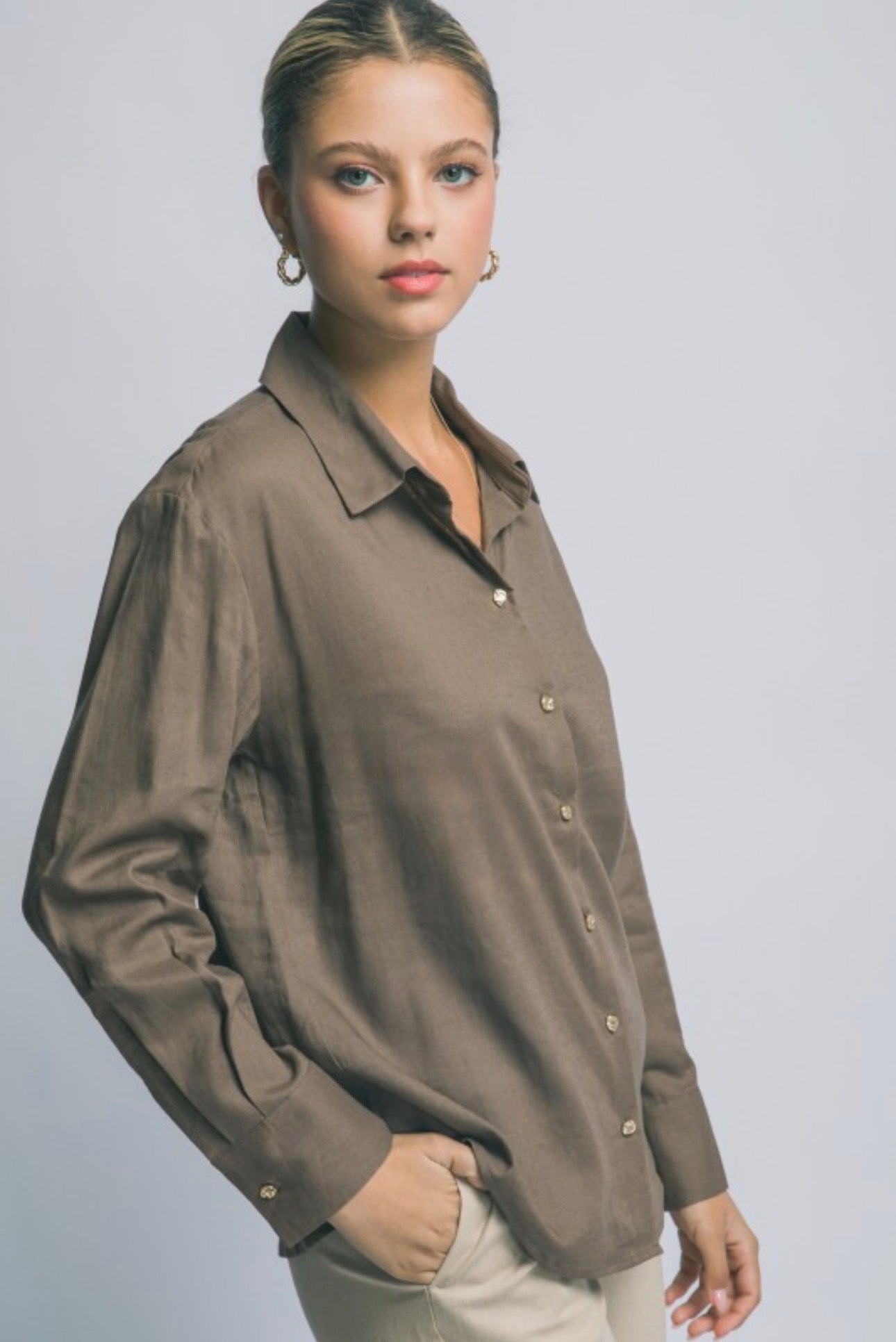 Linen Gold Button Blouse