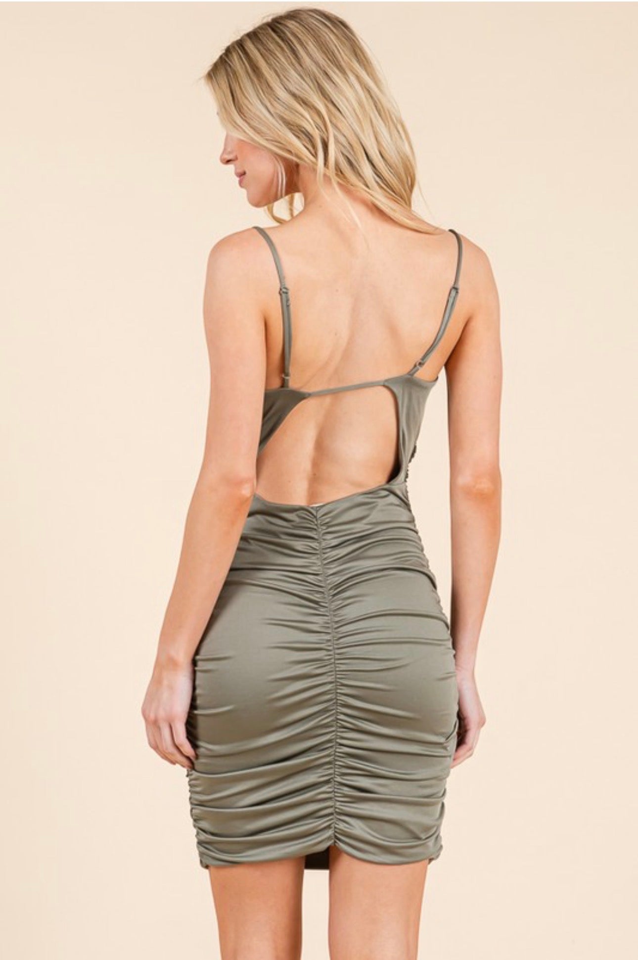 Olive Scrunch Mini Dress