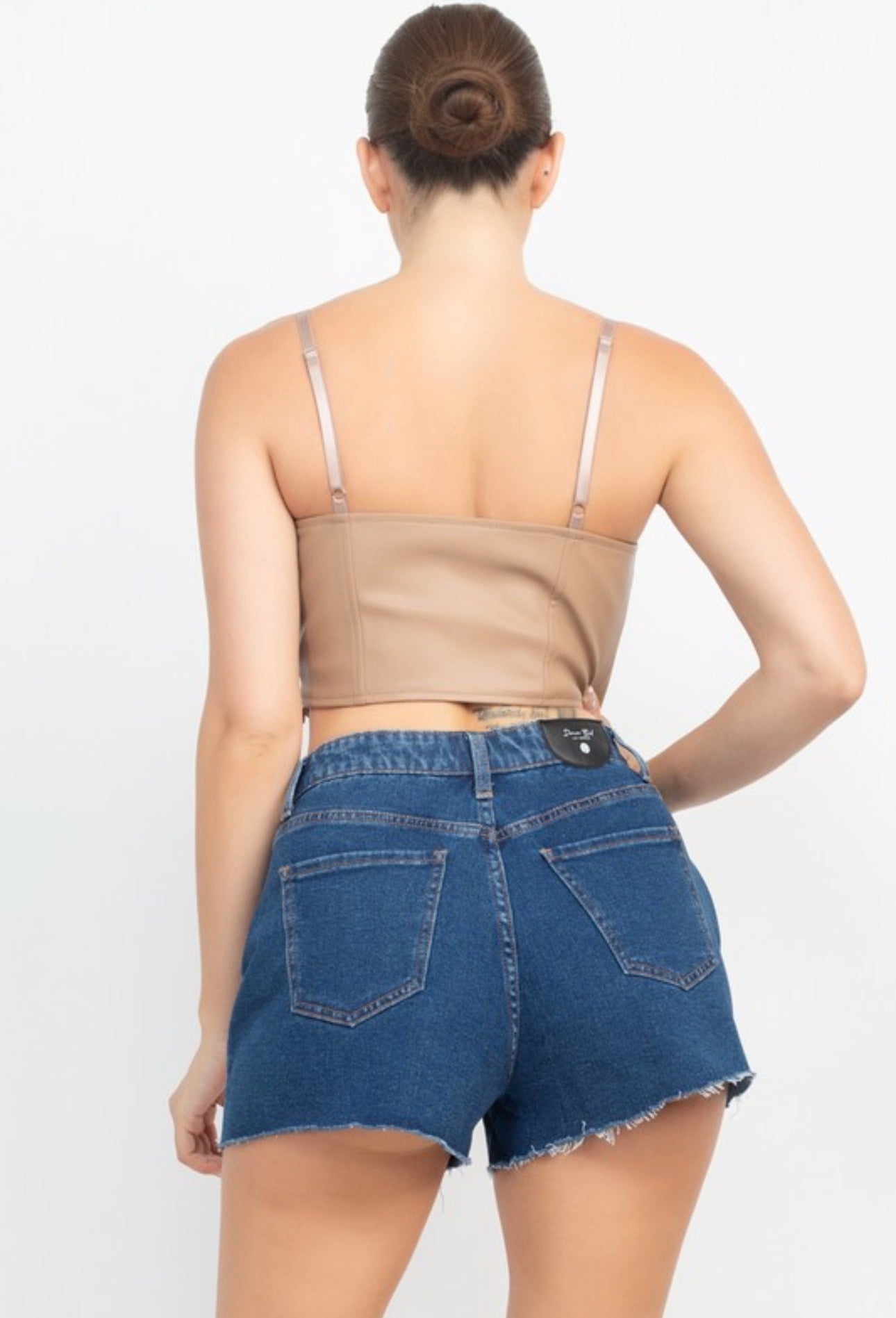 Leather Crop Front Lace Corset Top