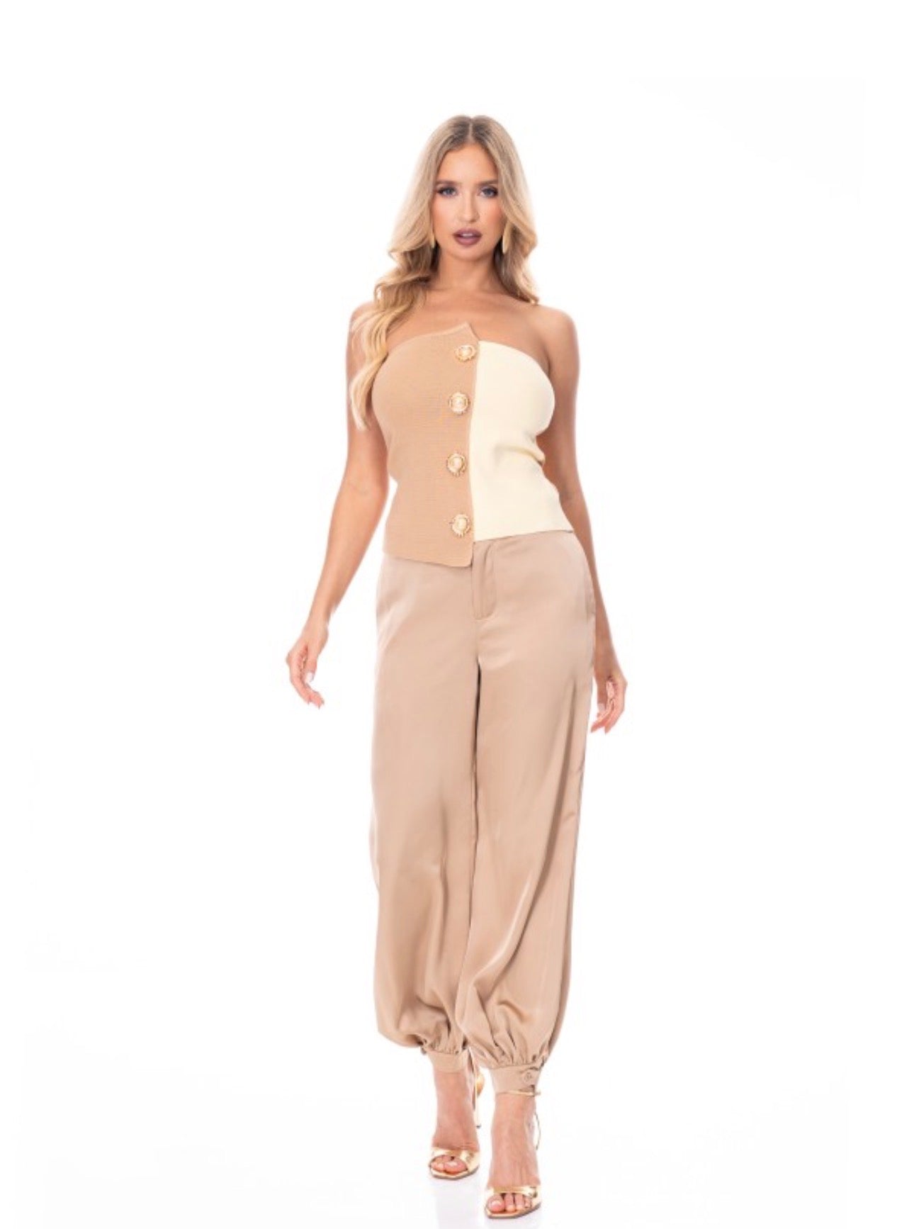 Sunflower Two-Tone Strapless Top