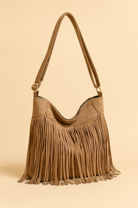 Fringe Suede Zip Bag