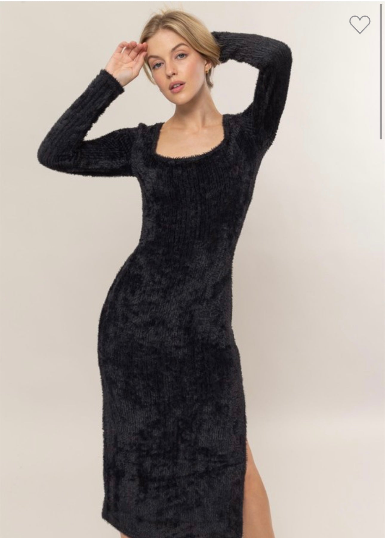 Fluffy U-Shape Neckline Dress