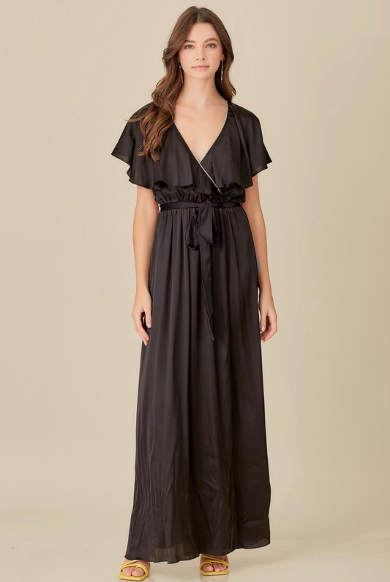 Maxi Ruffle with Open Back Dress