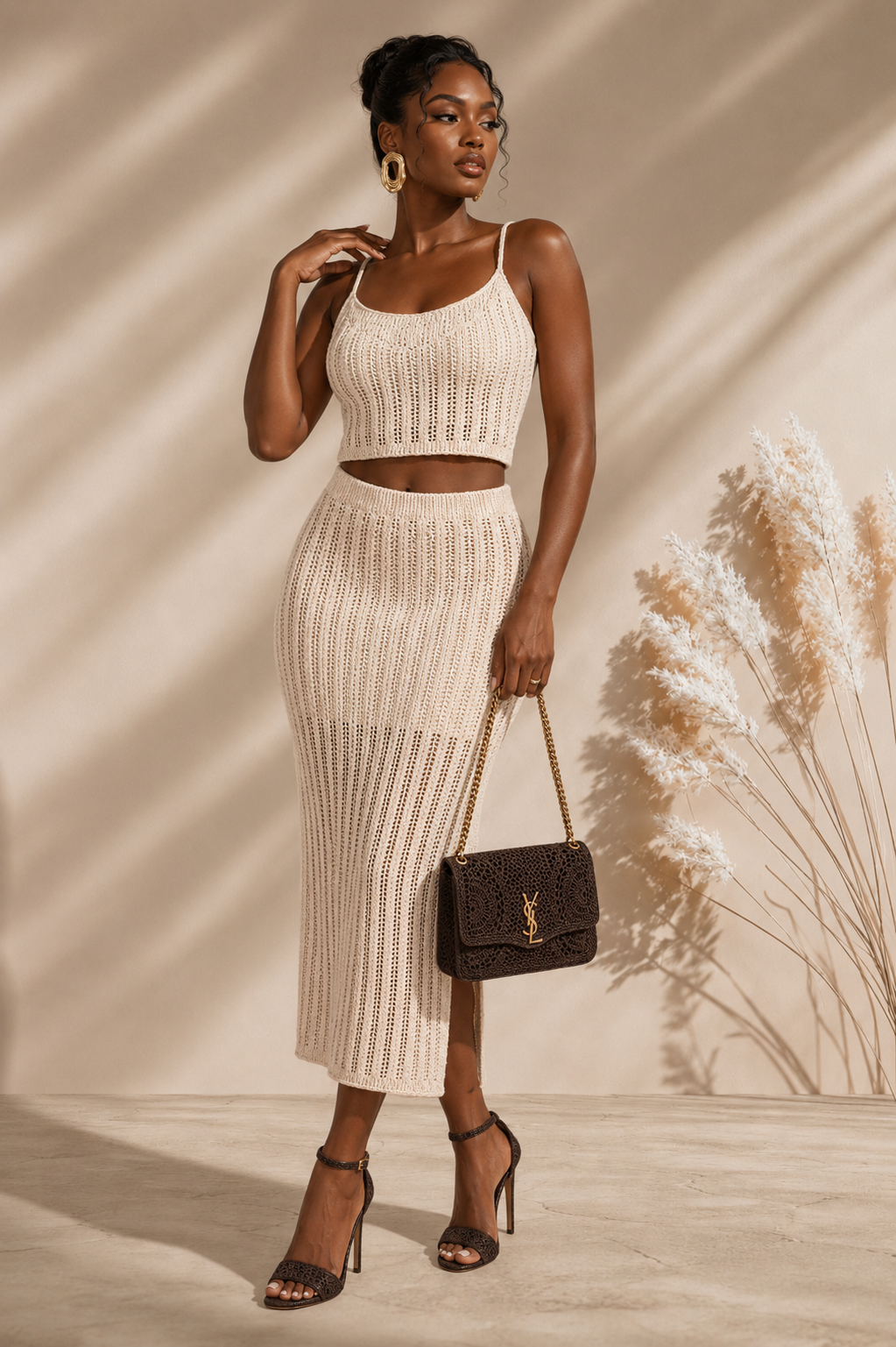 Midi Crochet Skirt Set