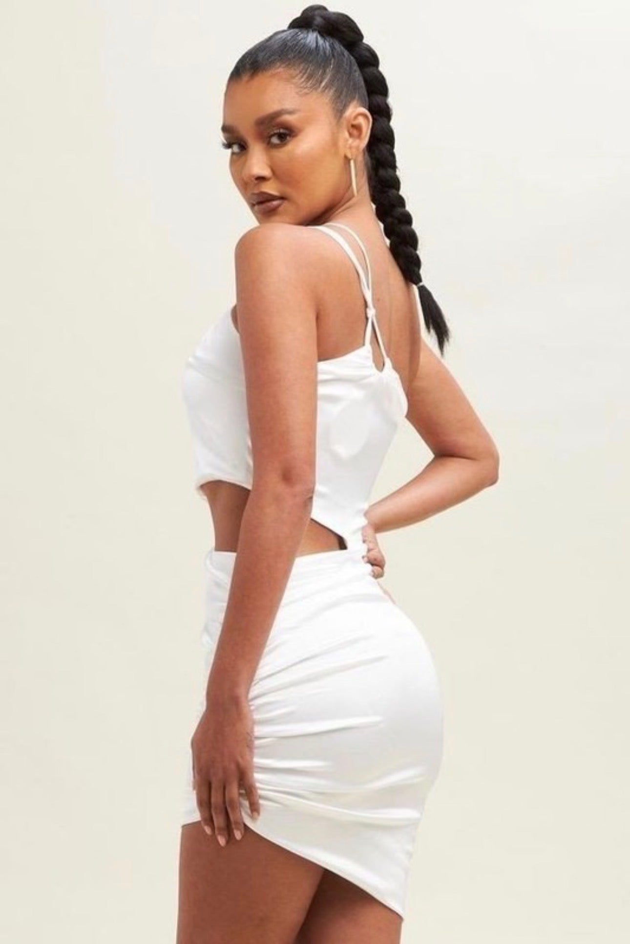 White Side Cut One-Shoulder Mini Dress