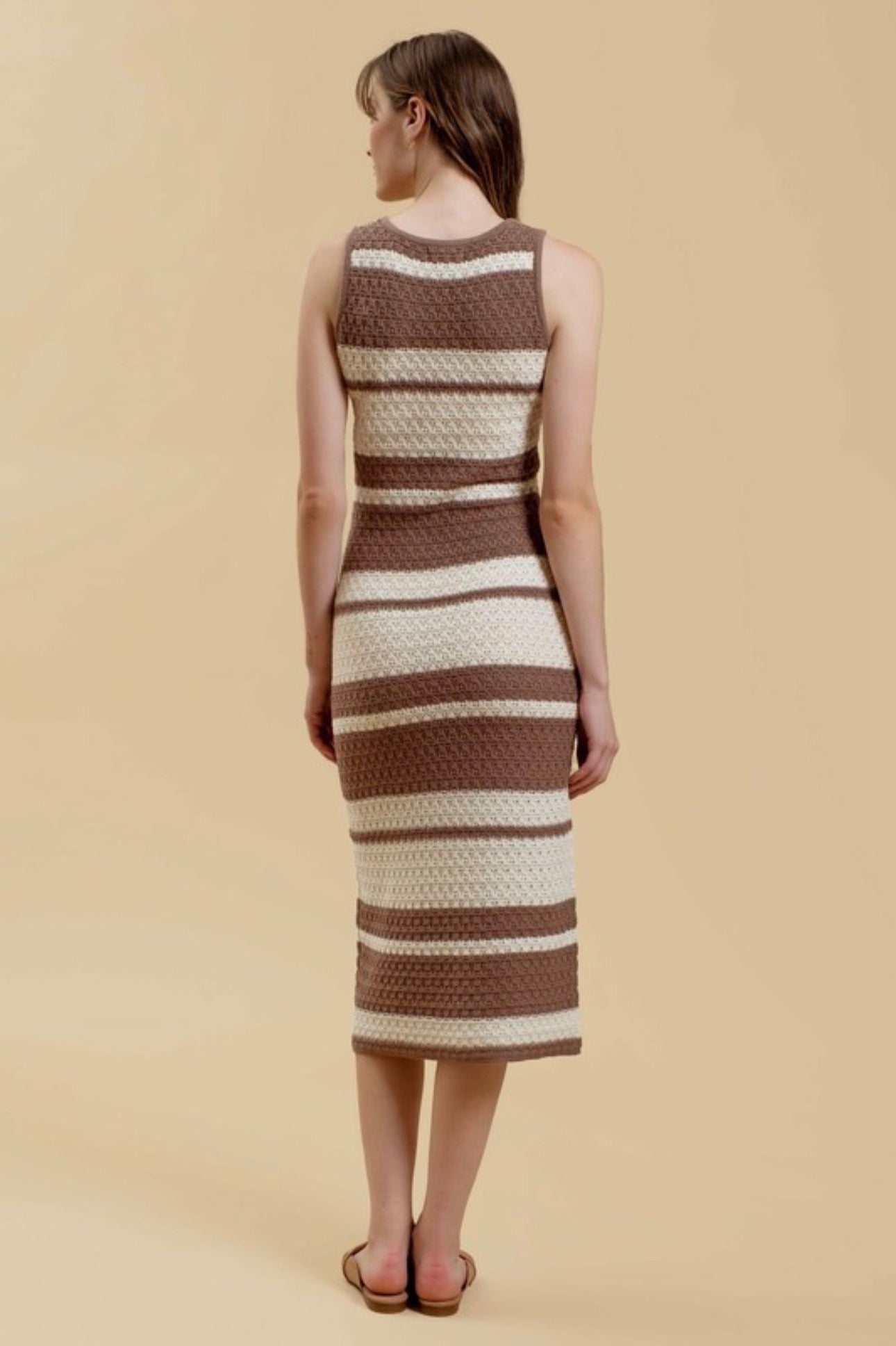 Crochet knitted stripe dress