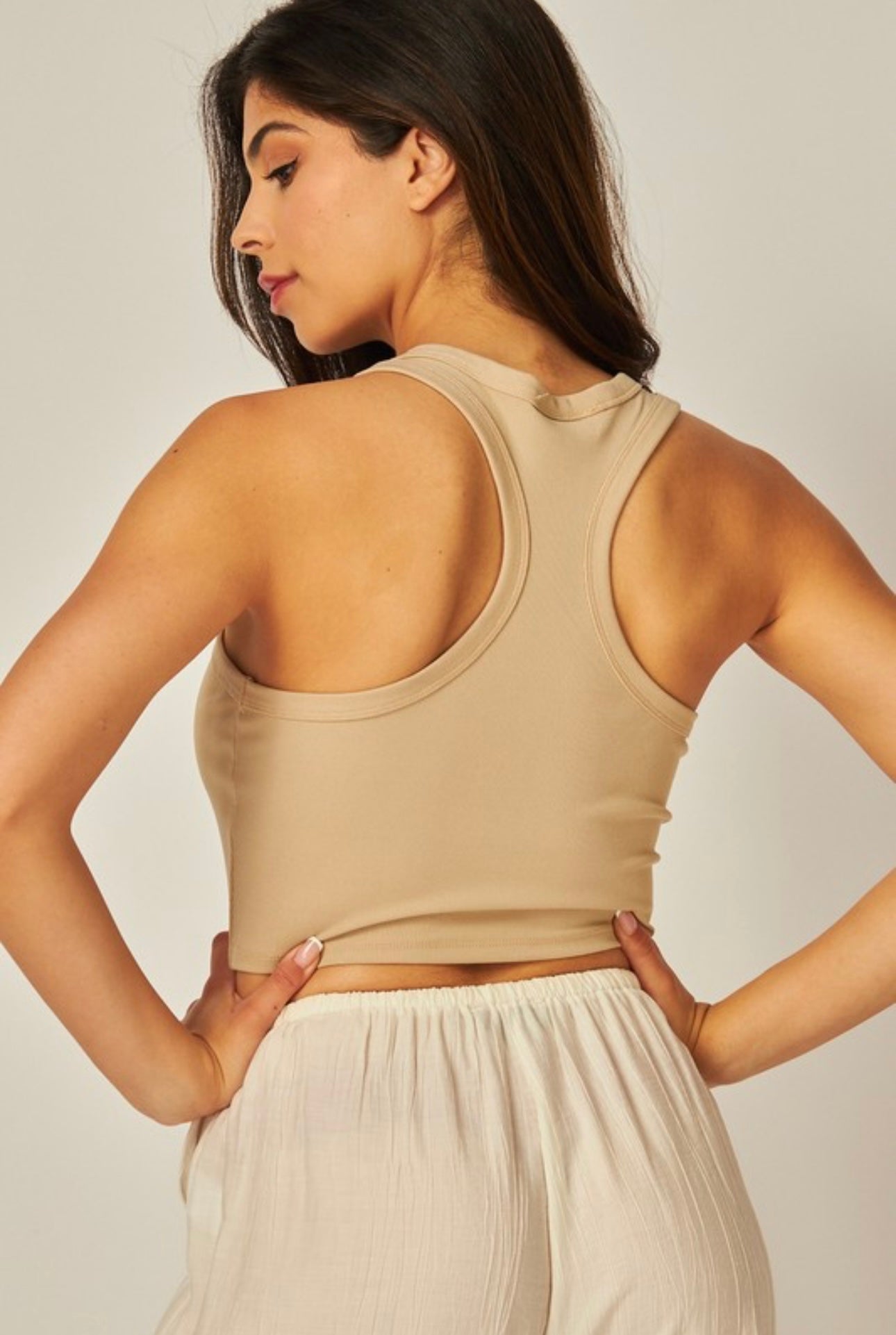 Ribbed Cropped Racer Back Tank