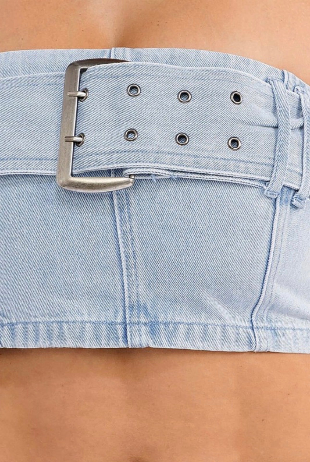 Denim Belt Crop Top