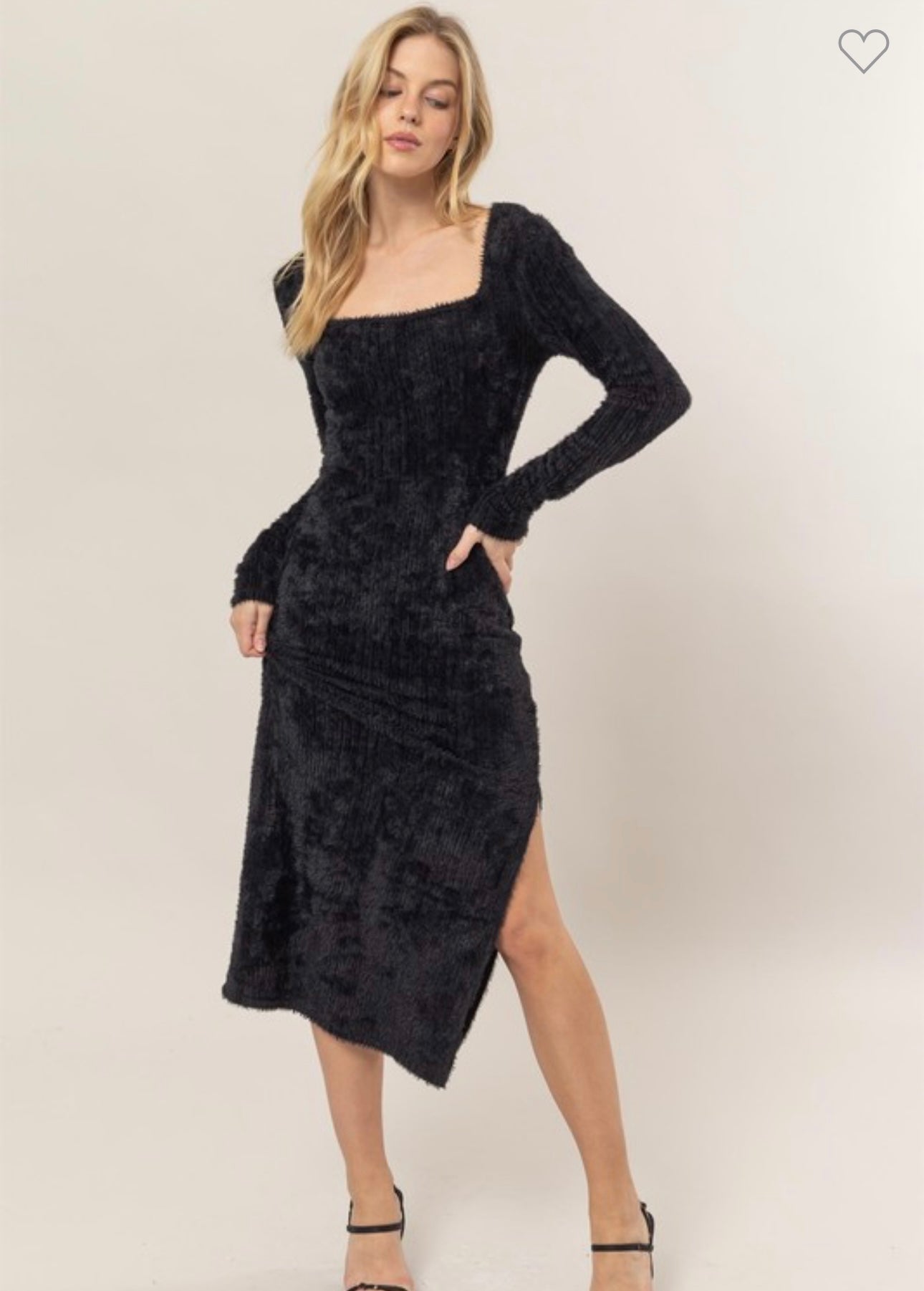 Fluffy U-Shape Neckline Dress