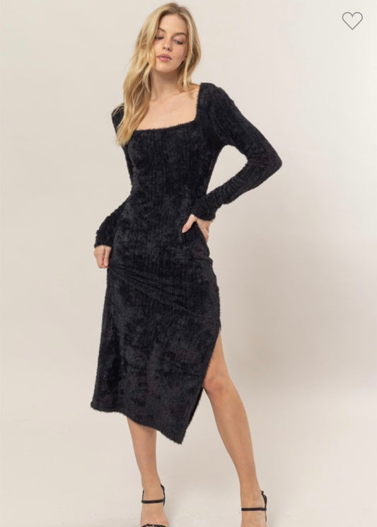Fluffy U-Shape Neckline Dress