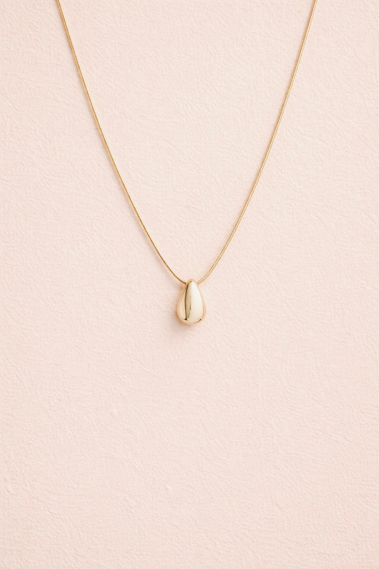 Golden Teardrop Round Snake Chain Necklace