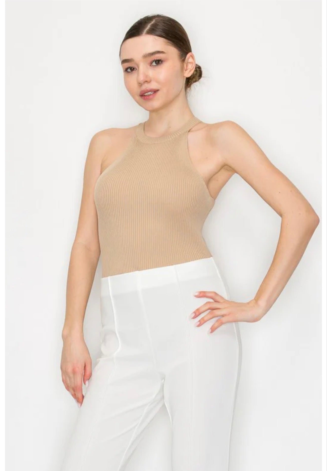 Mock-neck Ribbed Bodysuit