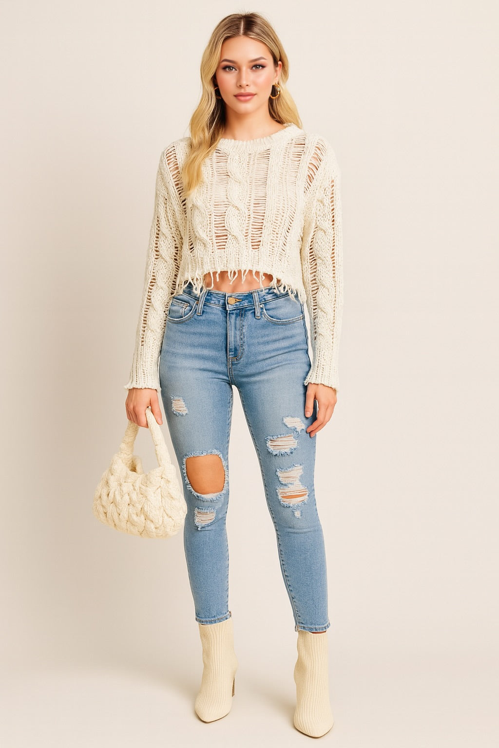 1201 Light Wash Distressed Skinny Jean