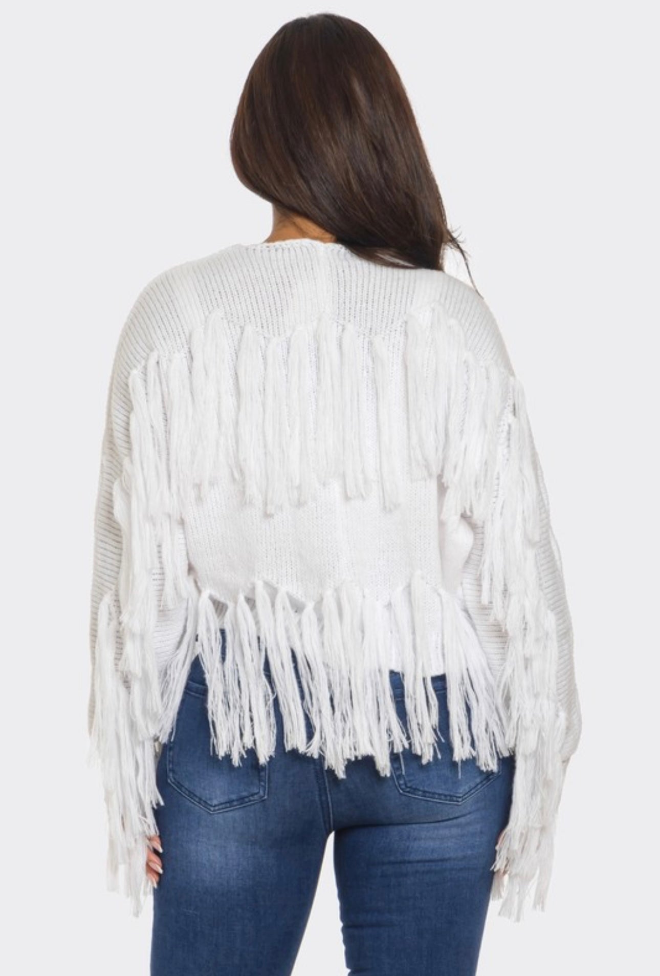 Tassel Knit Open Front Cardigan