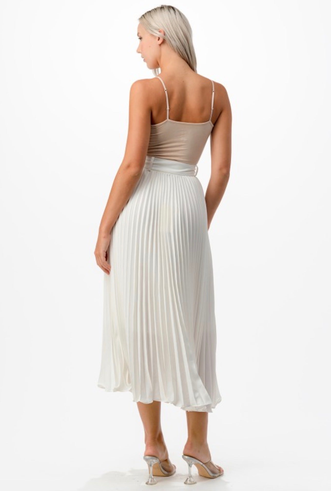 Pleated Maxi Belted Skirt