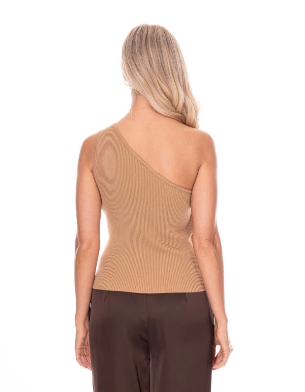 One Shoulder Cinch Tank with Gold Accent