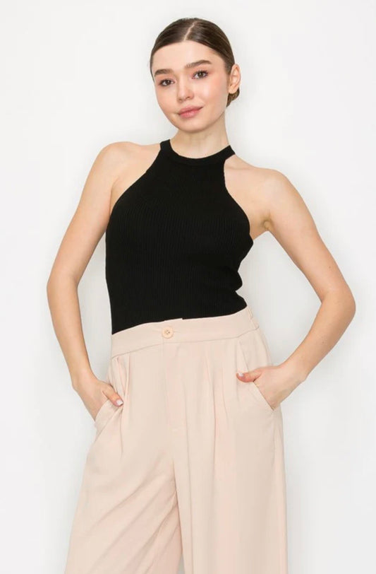 Mock-neck Ribbed Bodysuit